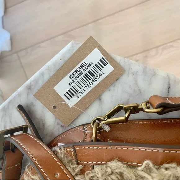 Eric Javits Baa Dome Faux Fur Crossbody Bag in Camel - Picture 16 of 16